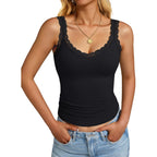 GKBK Womens Tank Tops Ribbed Fitted Lace Trim Camisole Sleeveless Summer Casual Basic Cute Cami Spring Fashion 2026 Outfits