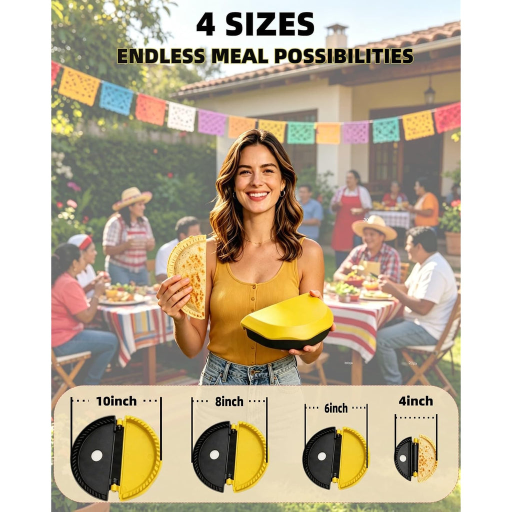 4-Size Nesting Tortilla Sealer & Crimper For Less Filling Mess | 4/6/8/10-Inch Sizes, Bpa-Free Pp; Microwave/Dishwasher Safe, 25Mm Bottom Eject Hole For Quesadillas, Burritos, Dumplings