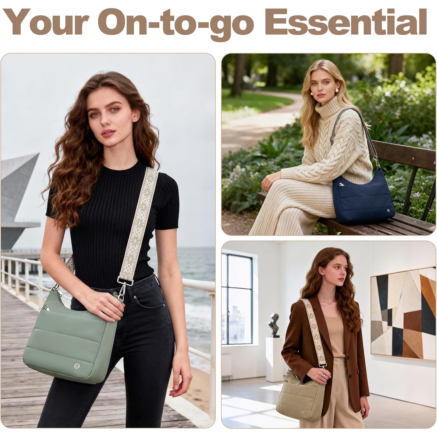 Anti Theft Crossbody Purse Hobo Crossbody Bags For Women, Quilted Puffer Bag Slouchy Built-In Wallet & Rfid Blocking