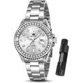 OLEVS Watches Women with Date Silver Stainless Steel Luxury Ladies Watches with Small Writs Diamond Watches for Women Waterproof Elegant Dress Quartz Analog Women's Wrist Watches Reloj de Mujer