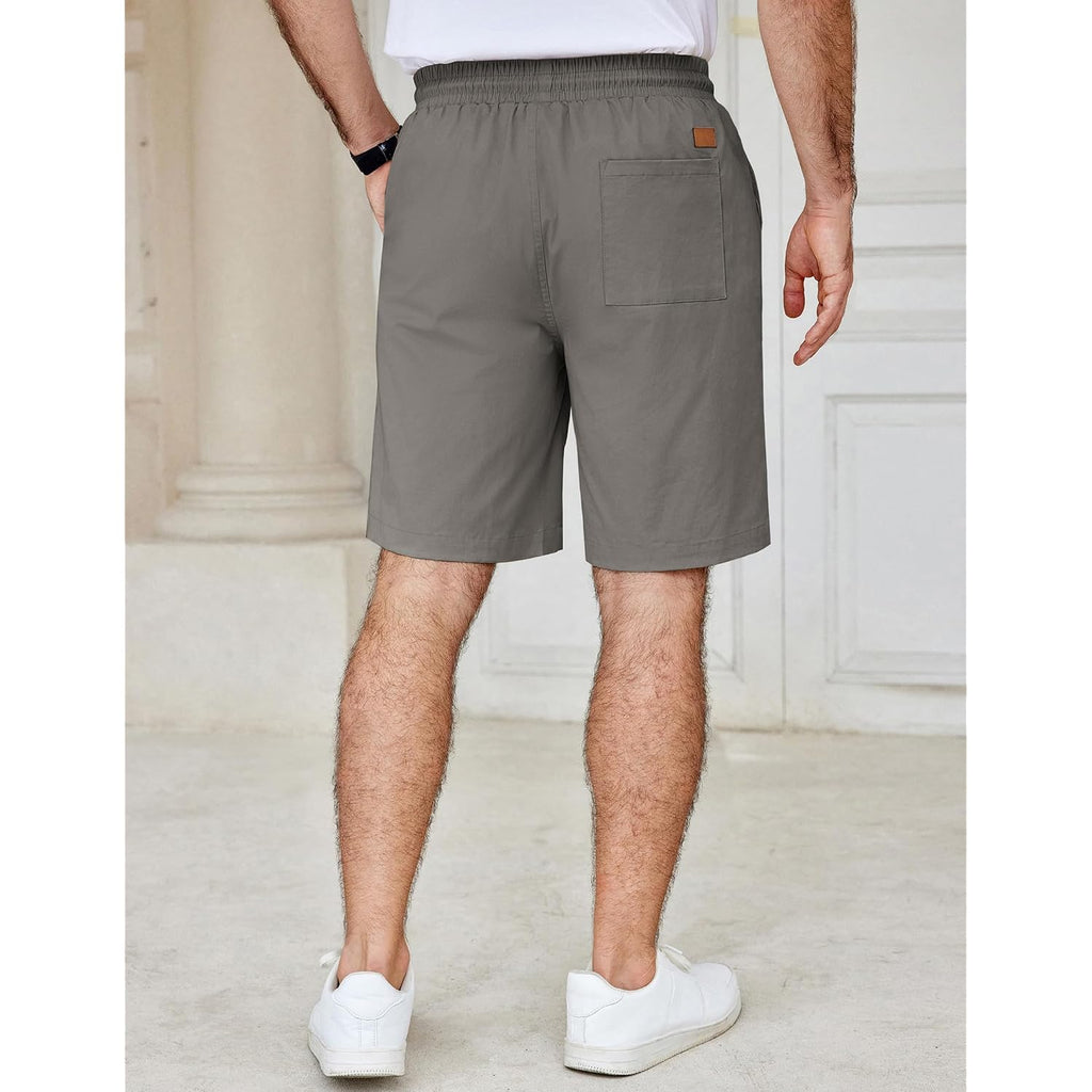 Coofandy Men'S Casual Shorts Cotton Elastic Waist Drawstring Shorts Lightweight Summer Beach Shorts