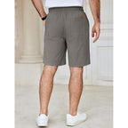 Coofandy Men'S Casual Shorts Cotton Elastic Waist Drawstring Shorts Lightweight Summer Beach Shorts