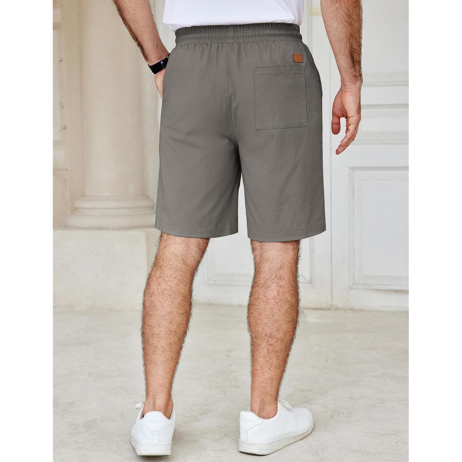 Coofandy Men'S Casual Shorts Cotton Elastic Waist Drawstring Shorts Lightweight Summer Beach Shorts