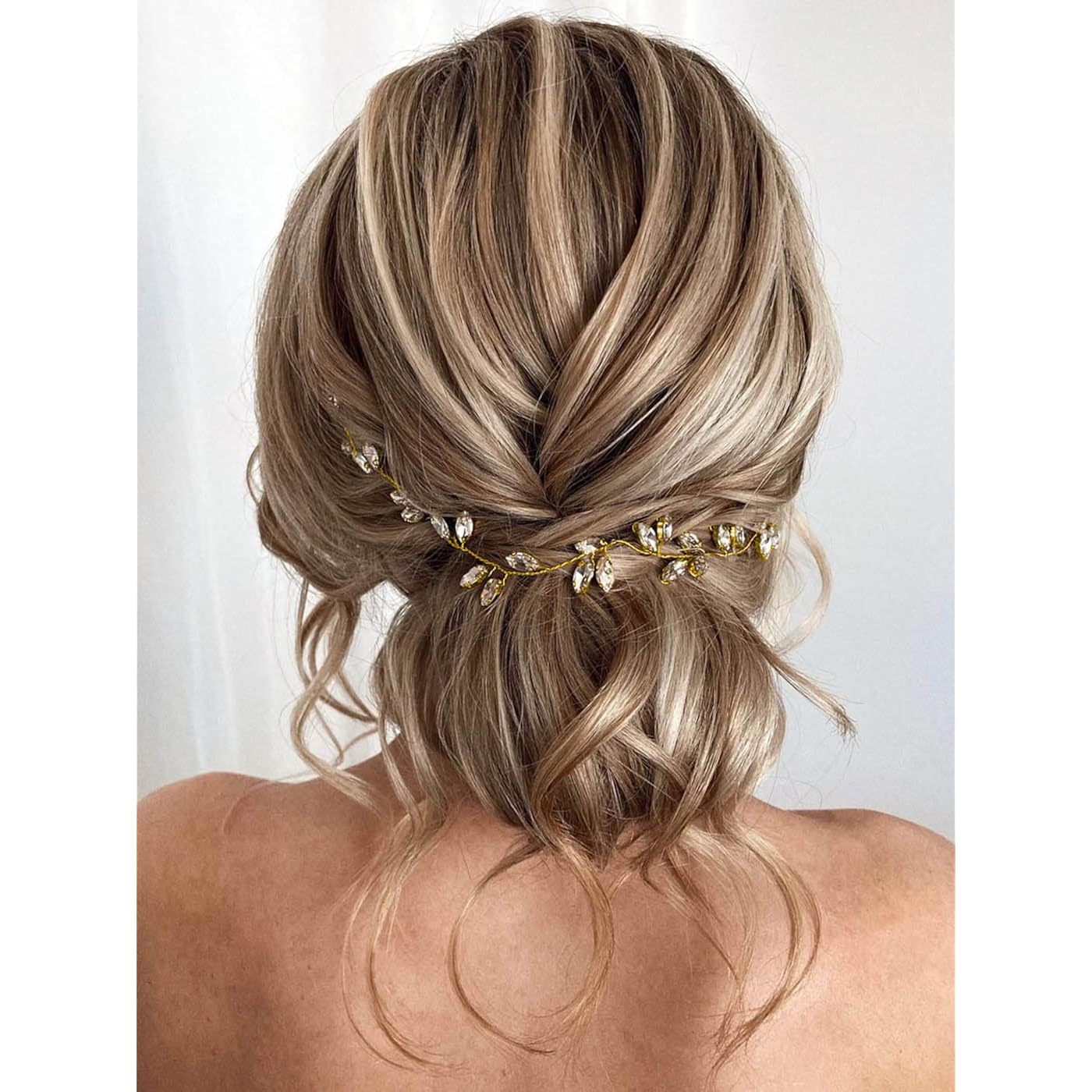 Jakawin Wedding Hair Vine Gold Bridal Hair Accessories Crystal Hair Piece