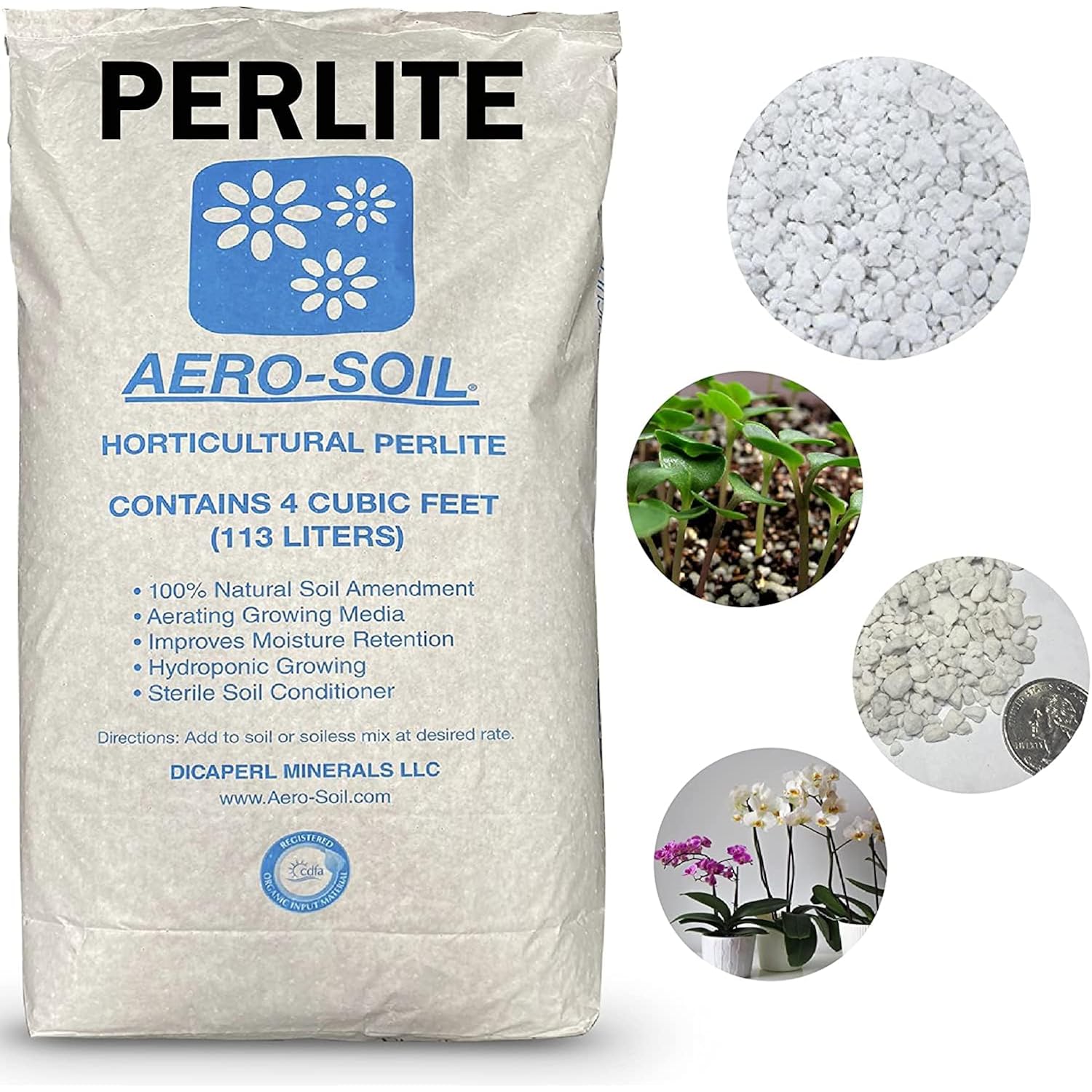 Aerosoil Perlite Premium Horticultural Grade Soil Additive Drainage And Growth - Coarse 4 Cubic Foot