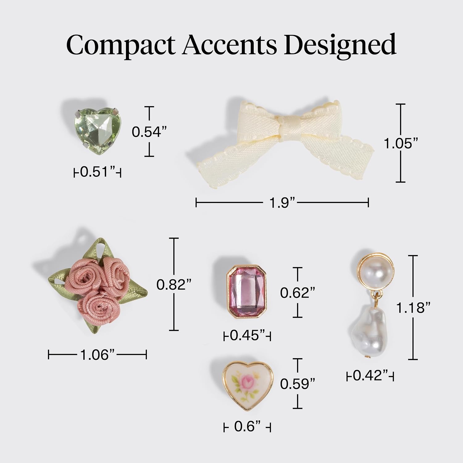Kitschpop™Charm Sets – Interchangeable Charms For Hair Clips, Hair Brushes | Durable Assorted Cute Charms | Compatible With Kitschpop™ Hair Accessories - Vintage Ivory, 6Pcs
