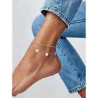 U7 Silver/Gold Ankle Bracelets for Women Layered Chain Anklets Stainless Steel Waterproof Summer Beach Anklet Charm, Adjustable 8.5"-10.5"