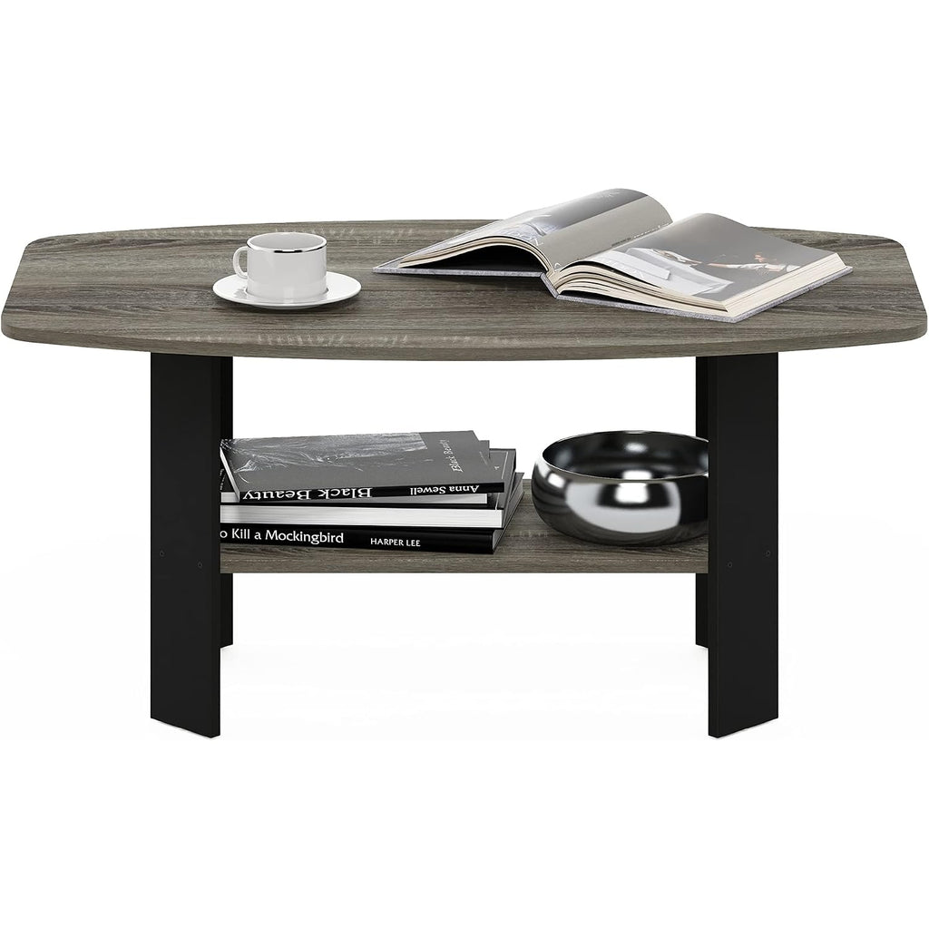 Furinno Simple Design Coffee Table, French Oak Grey/Black