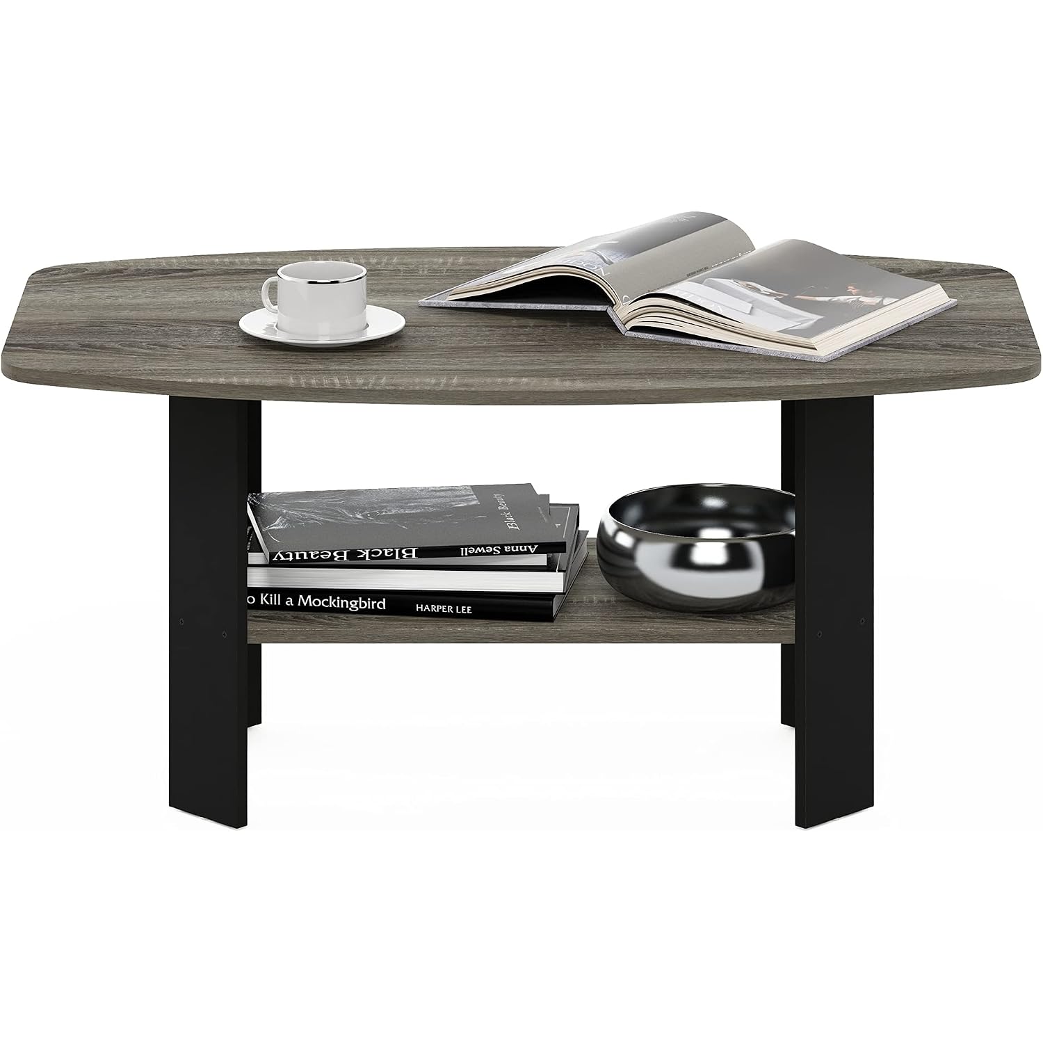 Furinno Simple Design Coffee Table, French Oak Grey/Black