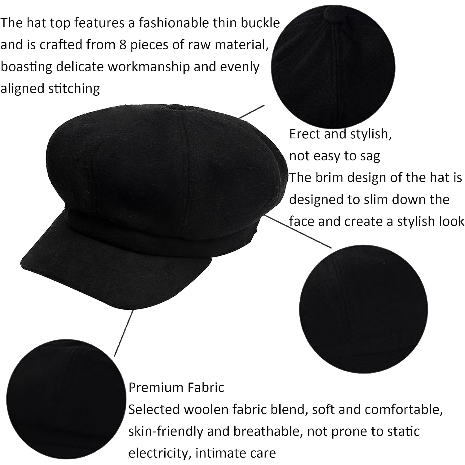 Women'S Newsboy Hat Vintage Beret Cap Fashion Baker Boy Hat Chic And Stylish Women'S Pageboy Hats
