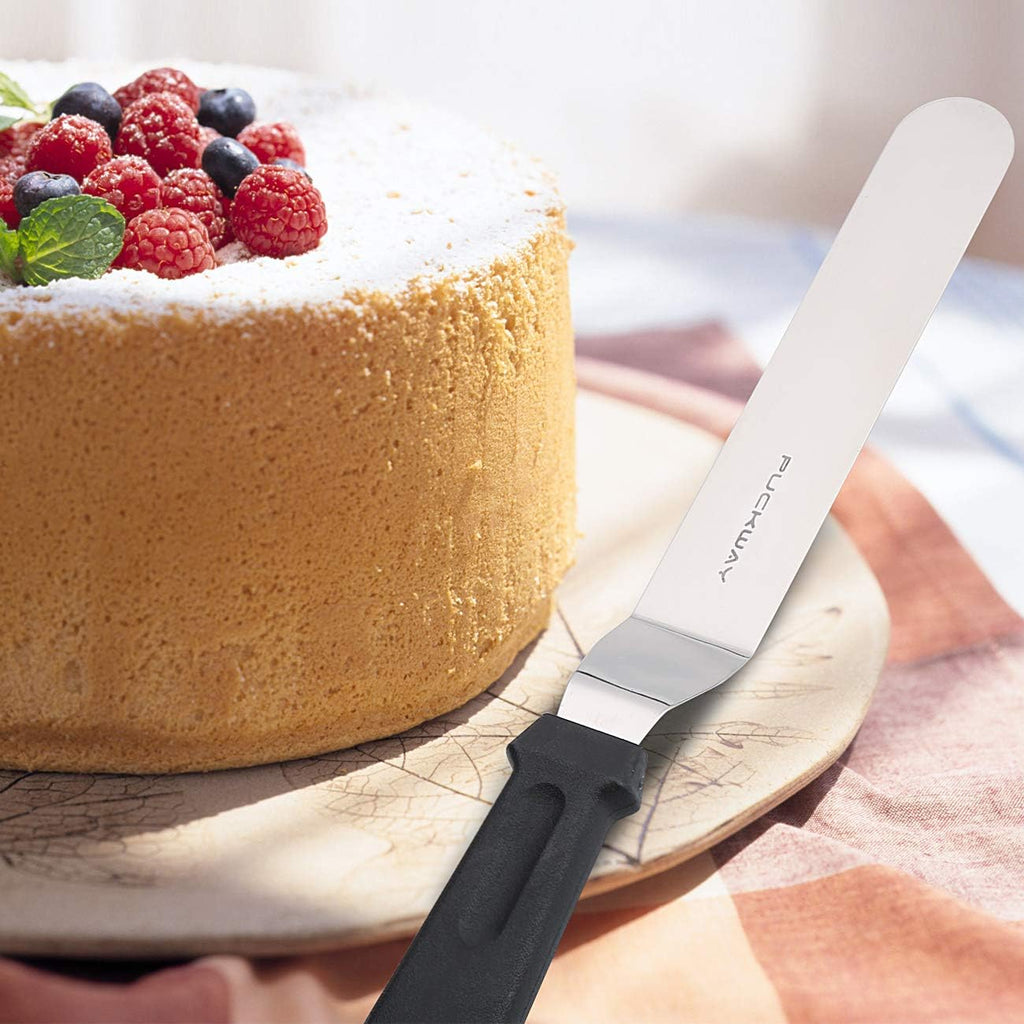 Angled Icing Spatula, Stainless Steel Offset Spatula, Cake Spatula Set Of 2 Black 6, 8 Inch Blade