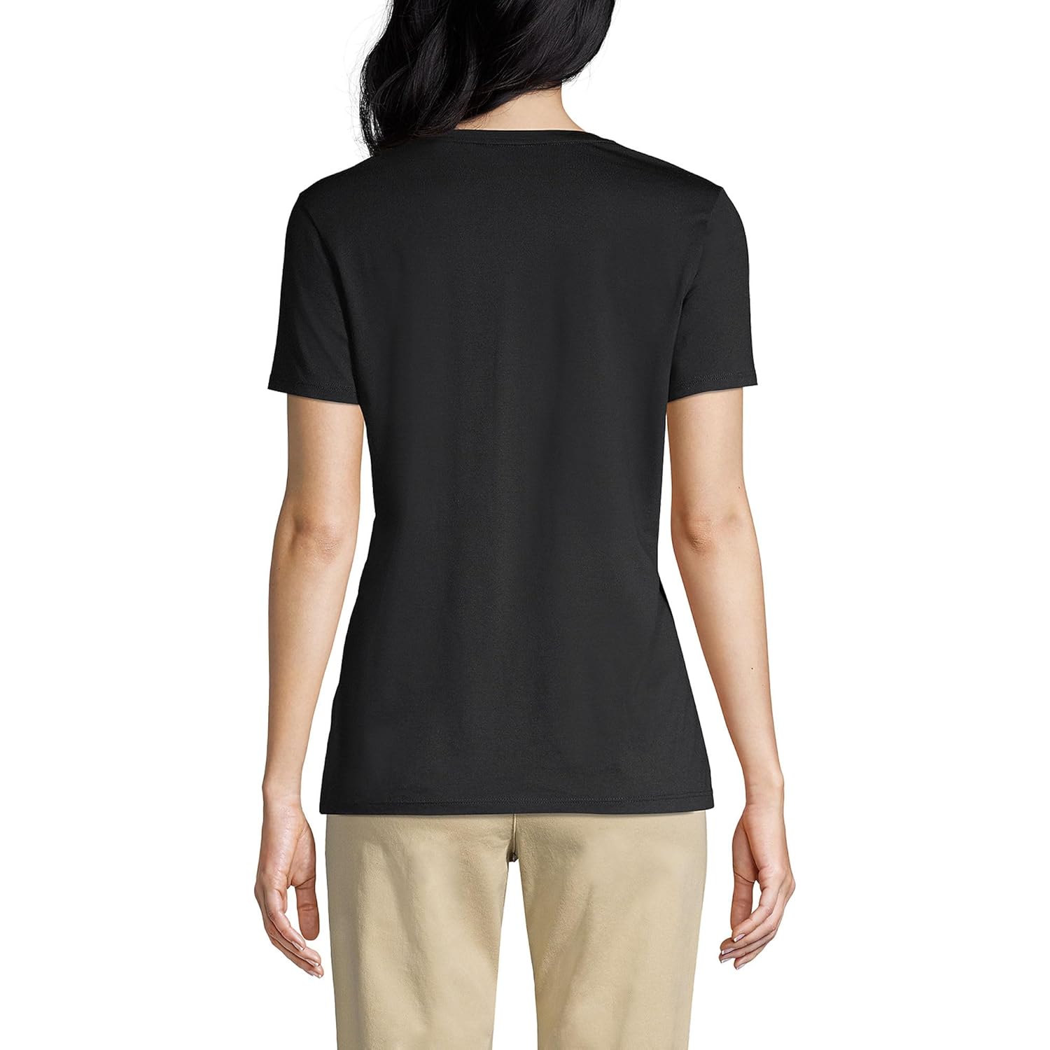 Lands' End Women's Relaxed American-Grown Supima Cotton V-Neck T-Shirt