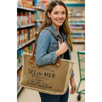 Sel De Mer Canvas Tote Bag For Women, Shoulder Bag, Casual Everyday Bag, Beach Bag, Travel Bag, Shopping Bag