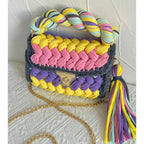 Chunky Yarn Knit Crochet Tote Purse Crossbody Bags For Women - Handwoven Evening Clutch Flap Shoulder Bag