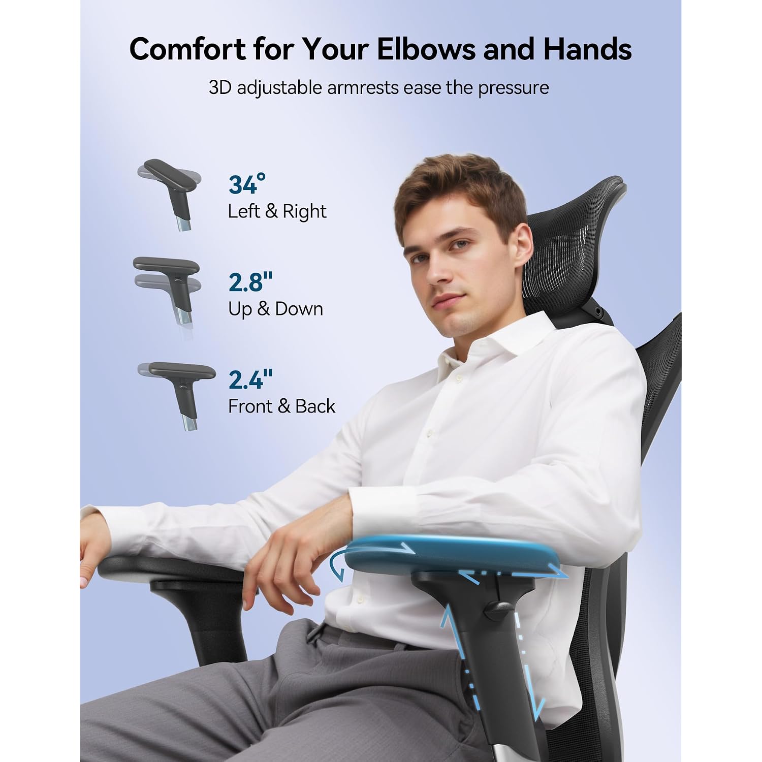 Sihoo M57 Ergonomic Mesh Office Chair, High Back Home Desk Chair With 3D Armrests, Lumbar Support And Adjustable Headrest, Comfortable Computer Chair, Big & Tall Office Chair Hold 330 Lbs-Black