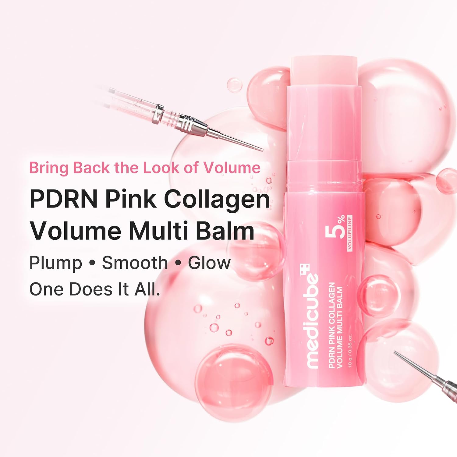 Medicube Pdrn Pink Collagen Volume Multi Balm Stick | Volufiline, Pdrn, Nad, Collagen | Face & Body Balm For Under-Eyes, Neck, Forehead, Smile Lines, Lips | Plumping, Radiance, Line Care | K-Beauty