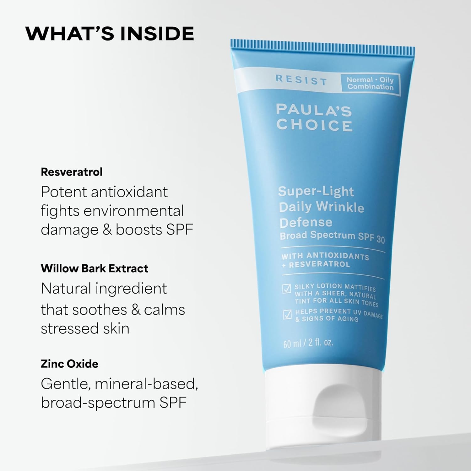 Paula's Choice RESIST Super-Light Daily Wrinkle Defense Mineral Sunscreen, SPF 30 Face Sunscreen for Oily Skin, Matte Tinted Face Moisturizer, UVA/UVB Protection, Fragrance-Free