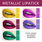 KYDA 10 Colors Matte Metallic Lip Gloss Set, Green Lipstick Metallic Lipstick Set, Non-Stick Cup Long Wear Lip Glaze, High Pigmented Lipstick Cosmetic Gift Kit for Glossy and Full Matte Lip Gloss