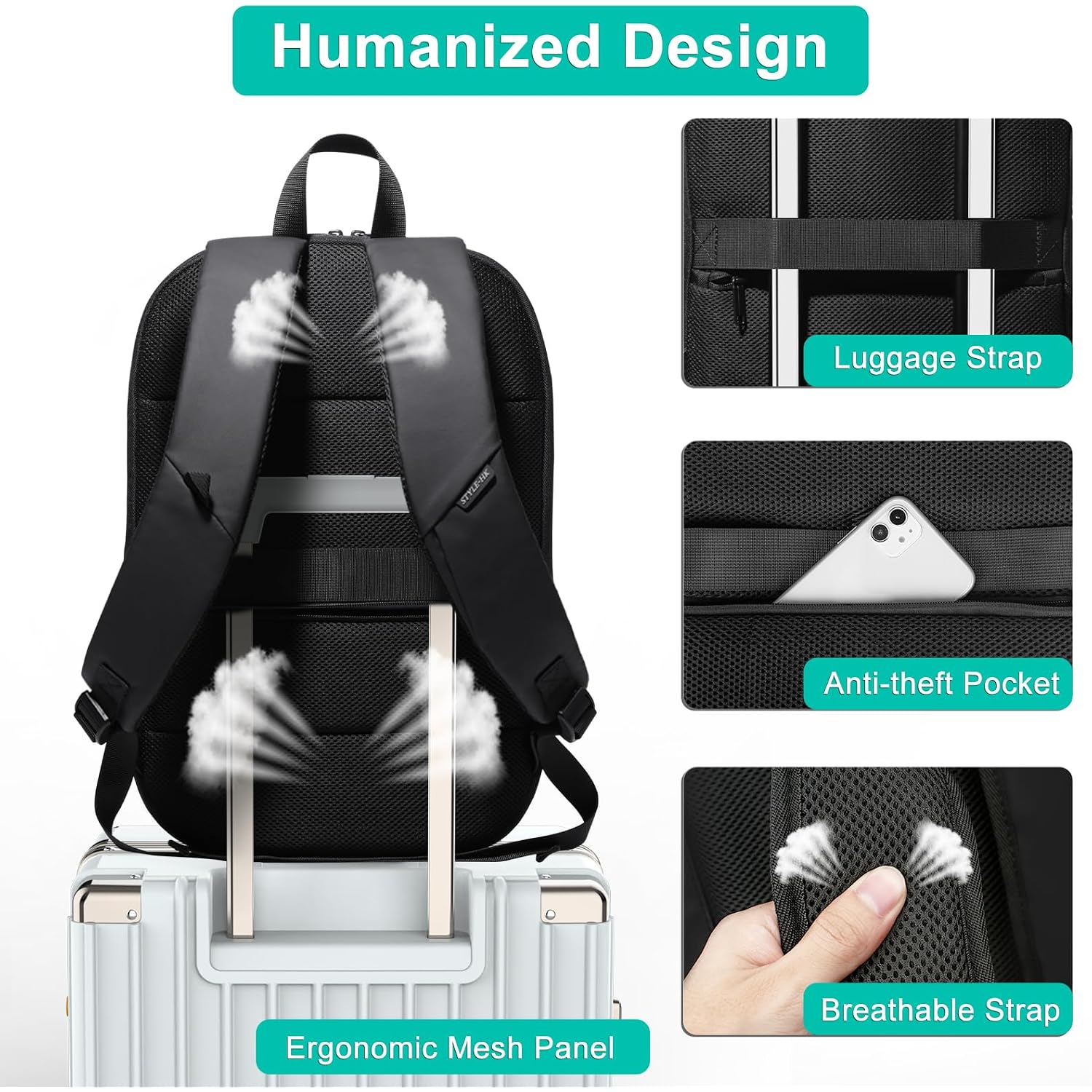 Hk Business Backpack For Men,Slim & Expandable Backpack For 17 Inch Laptop | Waterproof Travel Backpacks With Usb Charger,Anti-Theft Lightweight Large Work Computer Bag,College Backpack For Men Women