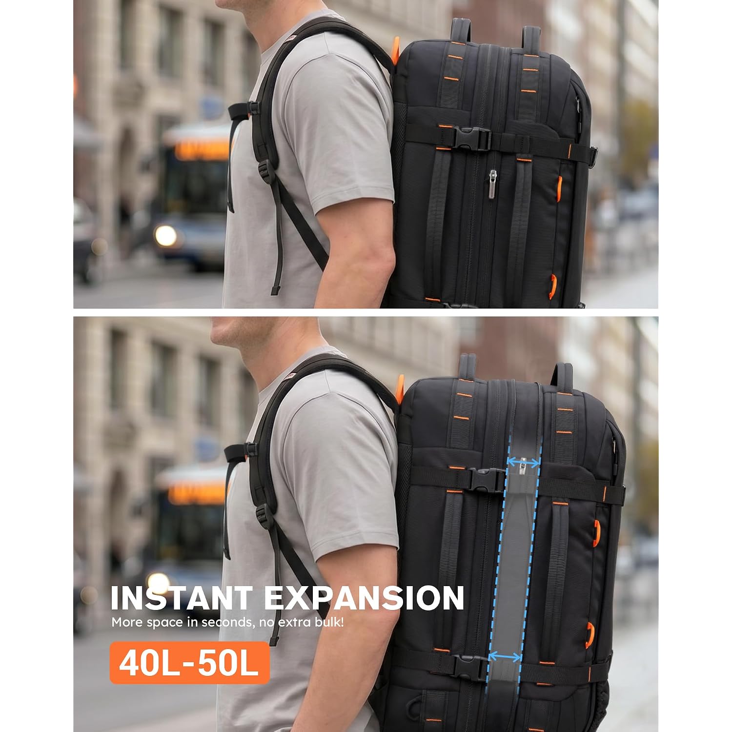 Tolaccea Travel Backpack For Men Women, 40L-50L Carry On Backpack With Wet Dry Compartment, Tsa Approved Laptop Daypack Fits 15.6", Convertible Expandable Large Rucksack Duffel Bag For Work Travel