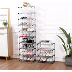 Jucaifu Stackable Small Shoe Rack, Entryway, Hallway And Closet Space Saving Storage And Organization (3-Tier, Black)