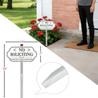 No Soliciting Sign For House - All Metal Construction - 14" X 7" Aluminum No Soliciting Yard Sign With 28" Stake - For Home And Front Door
