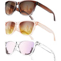 Sunglasses-women Polarized Sunglasses-womens: Trendy Sun Glasses polarized UV400 Protection Fashion Sunglasses A01-gradient Brown + Clear Pink + Clear Brown