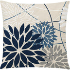 Comminy Blue White Pillow Covers 18X18 Set Of 6, Daisy Flower Throw Pillow Cover Case Square Cushion Cover For Sofa Bedroom Living Room Farmhouse Home Decor