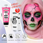 Ybuete Pink Water Based Face Body Paint, 2.37 Oz Large Tube Full Coverage Face Paint For Skull Clown Cosplay, Washable Pink Body Painting Cream For Adult Carnival Party Halloween Sfx Makeup