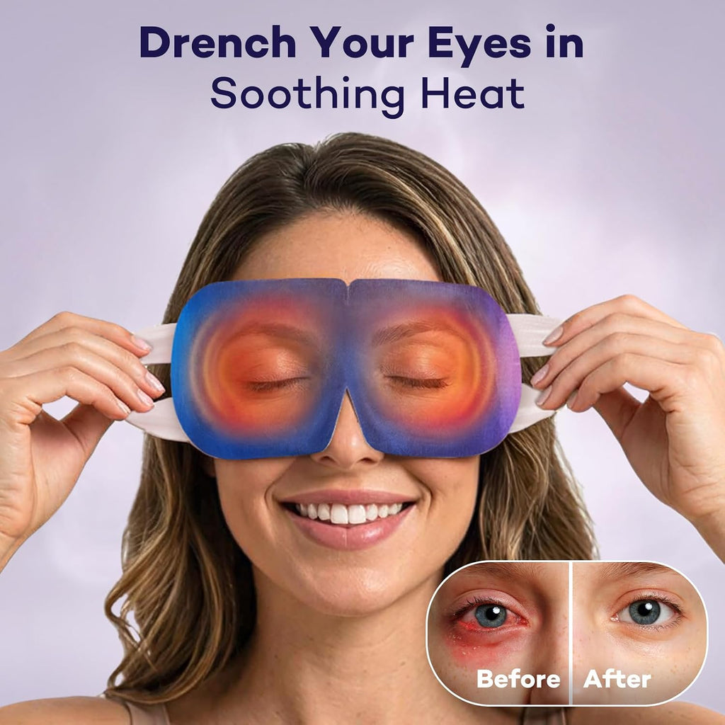 Steam Eye Masks For Dry Eyes, 45 Min+ Heated Eye Mask, Disposable Self Heating Warm Compress, Fast Relief For Eye Strain & Stye, Long Lasting Sleep & Travel Essentials, Unscented (20 Pack)