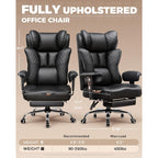 Gtplayer Big And Tall Office Chair Wide Ergonomic Gaming Chair With Deluxe Embossing Designed Leather With Foot Rest,150°Reclining Adjustable Soft Armrests Pocket Spring Back Support And Pillow
