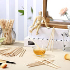 Demissle 400 Pcs Eye Brow Wooden Wax Sticks Mini Waxing Applicator Sticks Lip Nose Eyebrow Wood Craft Small Facial Hair Spatula Applicator for Home Spa Hair Removal Skin Use