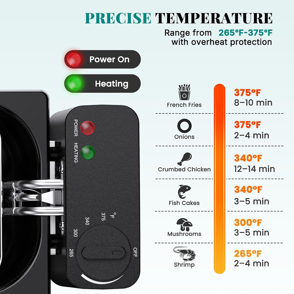 Olixis Deep Fryer For Home Use, Small Electric Fryer With 3 Liter Capacity, 1500W Power, 4 Adjustable Temp, Lid With Viewing Window For Fried Chicken, Shrimp, French Fries, Silver