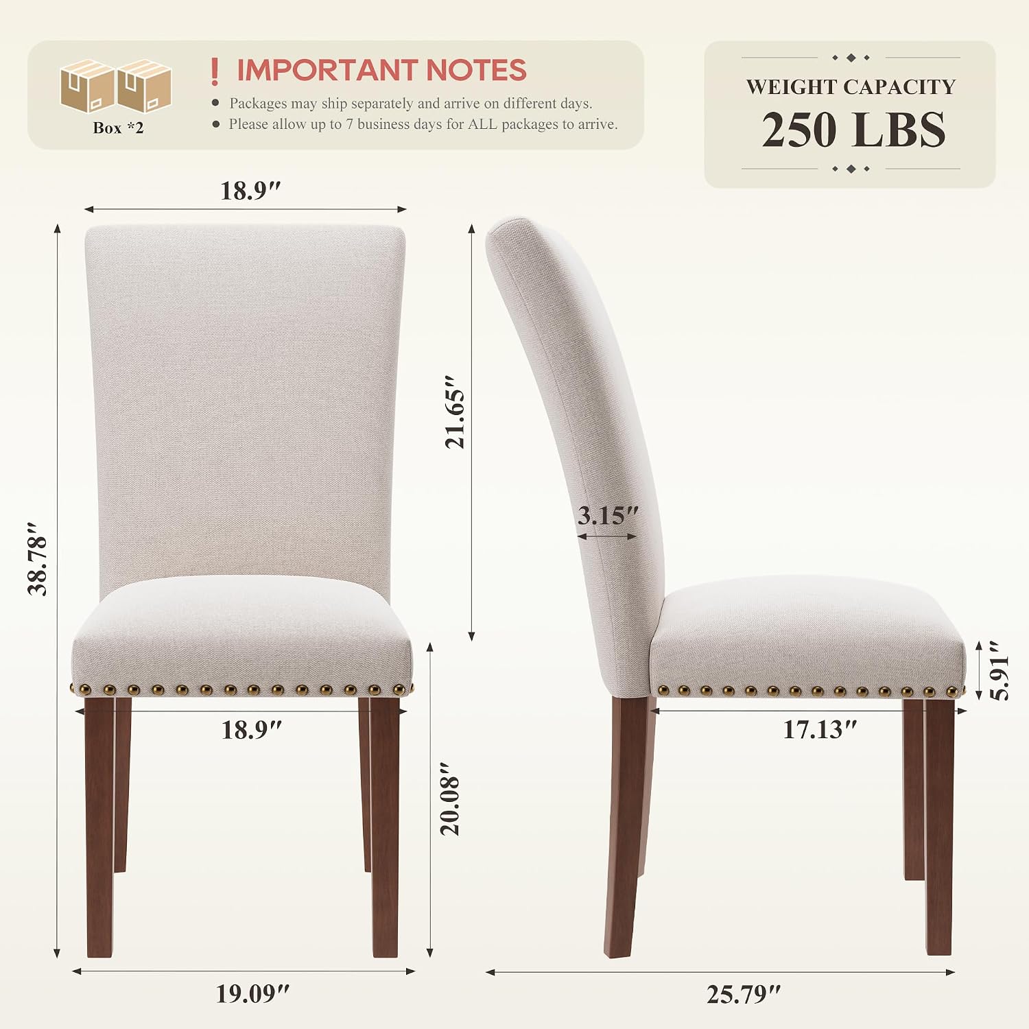 Colamy Upholstered Dining Chairs Set Of 4, Beige