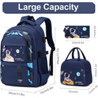 Acesak Backpack For Boys - Boy Backpack Schoolbag For Boys Kids Children Teens Girls Elementary Middle School Bags, Waterproof Lightweight Kids Bookbag Backpacks Casual Daypack With Lunch Bag Set