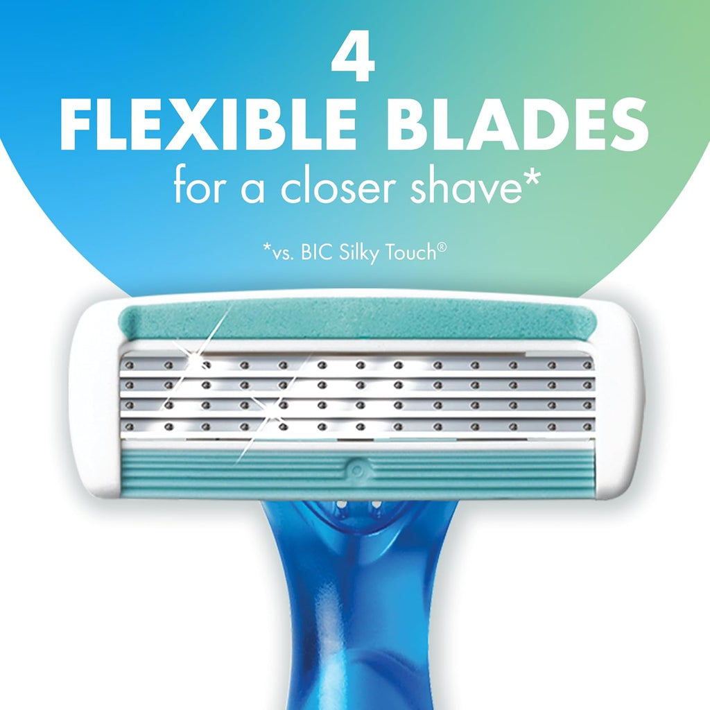 BIC Soleil 4 Women's Disposable 4 Blade Razors, Flexible Blades for a Closer Shave, 3-Pack