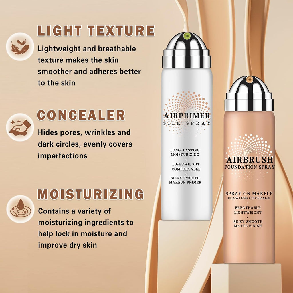 Magic Minerals Airbrush Foundation And Makeup Primer For Face,Full Coverage Foundation For Mature Skin,Moisturizing Airbrush Makeup (02 Beige)
