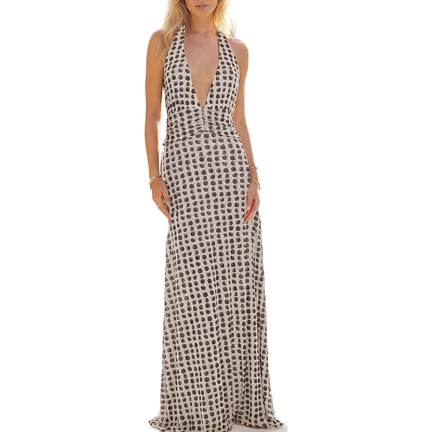 Y2K Womens Boho Floral Print Spaghetti Strap Maxi Bodycon Dress Summer Backless Dresses Beach Vacation Sundress