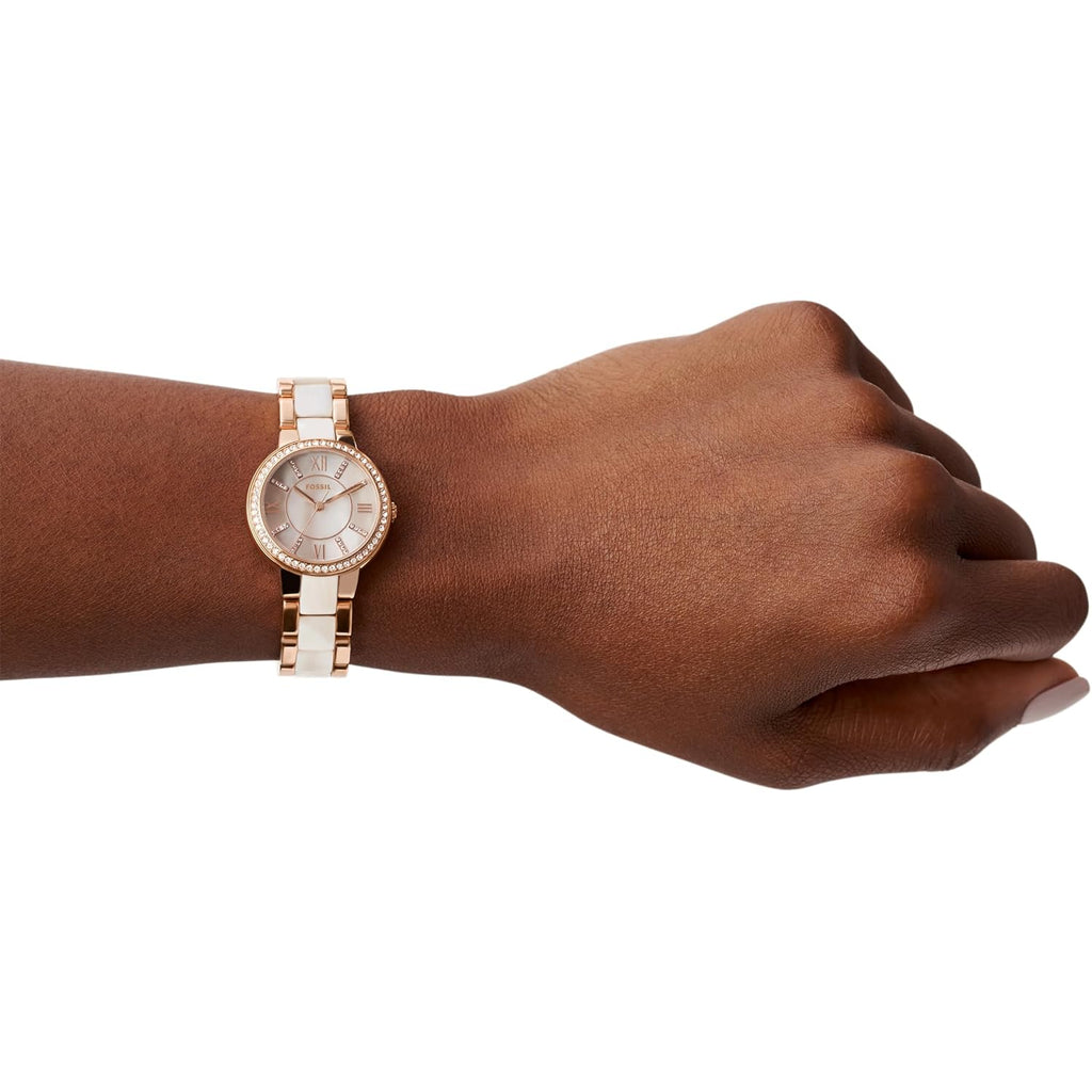 Fossil Women'S Watch, Virginia Quartz Stainless Steel Three-Hand Watch For Women