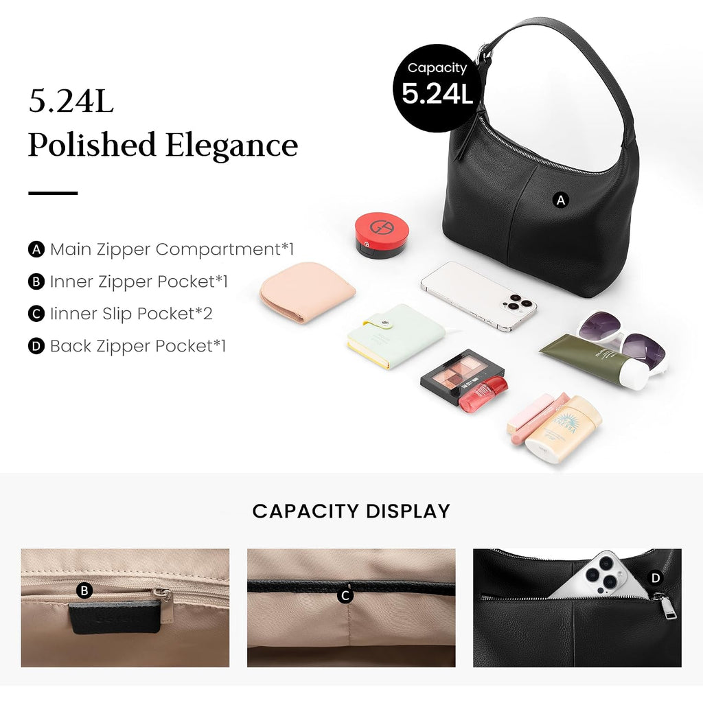 Befen Genuine Leather Slouchy Hobo Bags For Women, Ultra Lightweight Leather Purses Shoulder Handbags Satchel For Work Casual