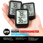 3 Pack Room Thermometer Indoor Hygrometer Digital Mini Humidity Meter Gauge With Temperature And Humidity Monitor Sensor For House, Pet, Plant, Incubator - Battery Included
