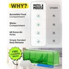 Motel Mouse Humane No Kill Mouse Traps Live Catch & Release - 4 Pack | Water & Food Compartment • Additional Air Holes • Tail Protection • Motel Mouse'S Most Humane Solution • Reusable