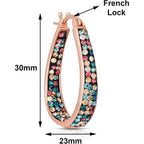 Savlano Inside Out Oval Shape Crystal Hoop Earrings For Women Comes With Savlano Gift Box