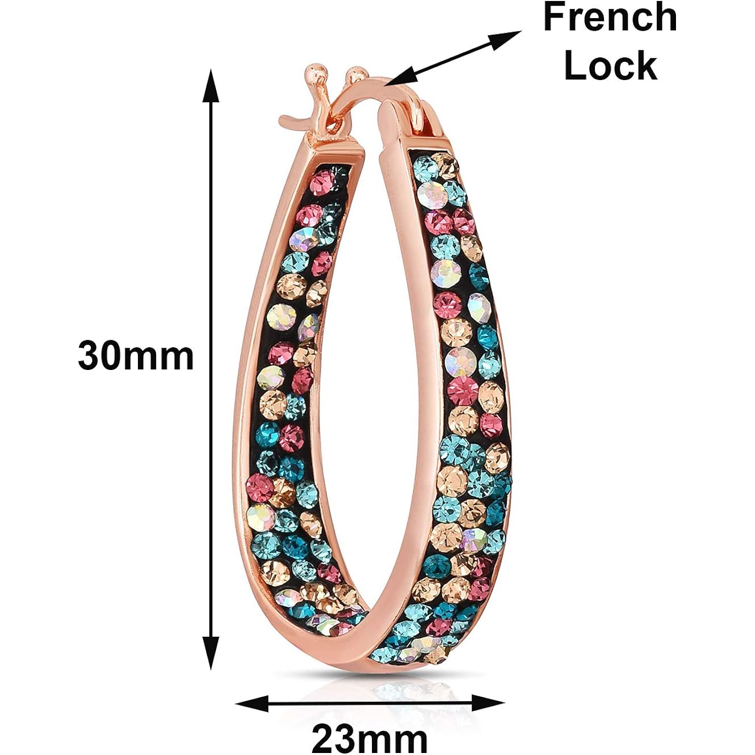 Savlano Inside Out Oval Shape Crystal Hoop Earrings For Women Comes With Savlano Gift Box