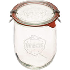 Weck Tulip Jar - Sour Dough Starter Jars for Sourdough - 1 x WECK 745 Large Clear Jar with Wide Mouth - 1 Liter Includes Glass Lid, rubber seal and steel clips