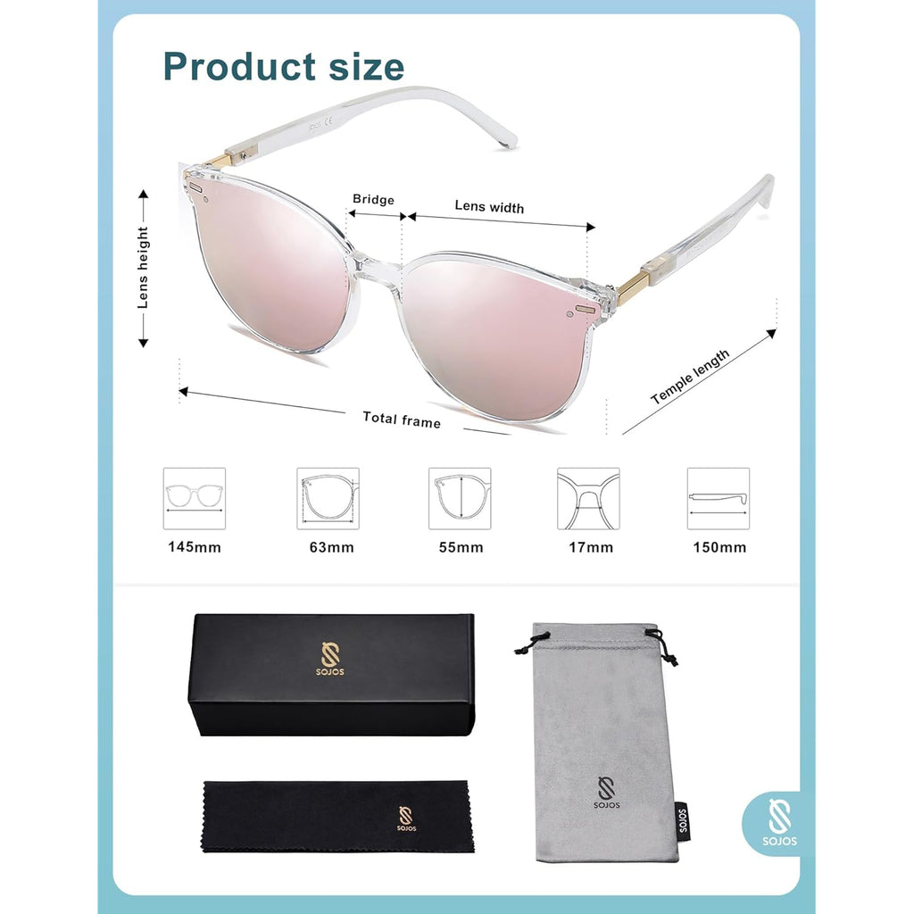 SOJOS Sunglasses Womens Trendy 2025 Classic Round Retro Vintage Shades Large Frame Sunnies SJ2067
