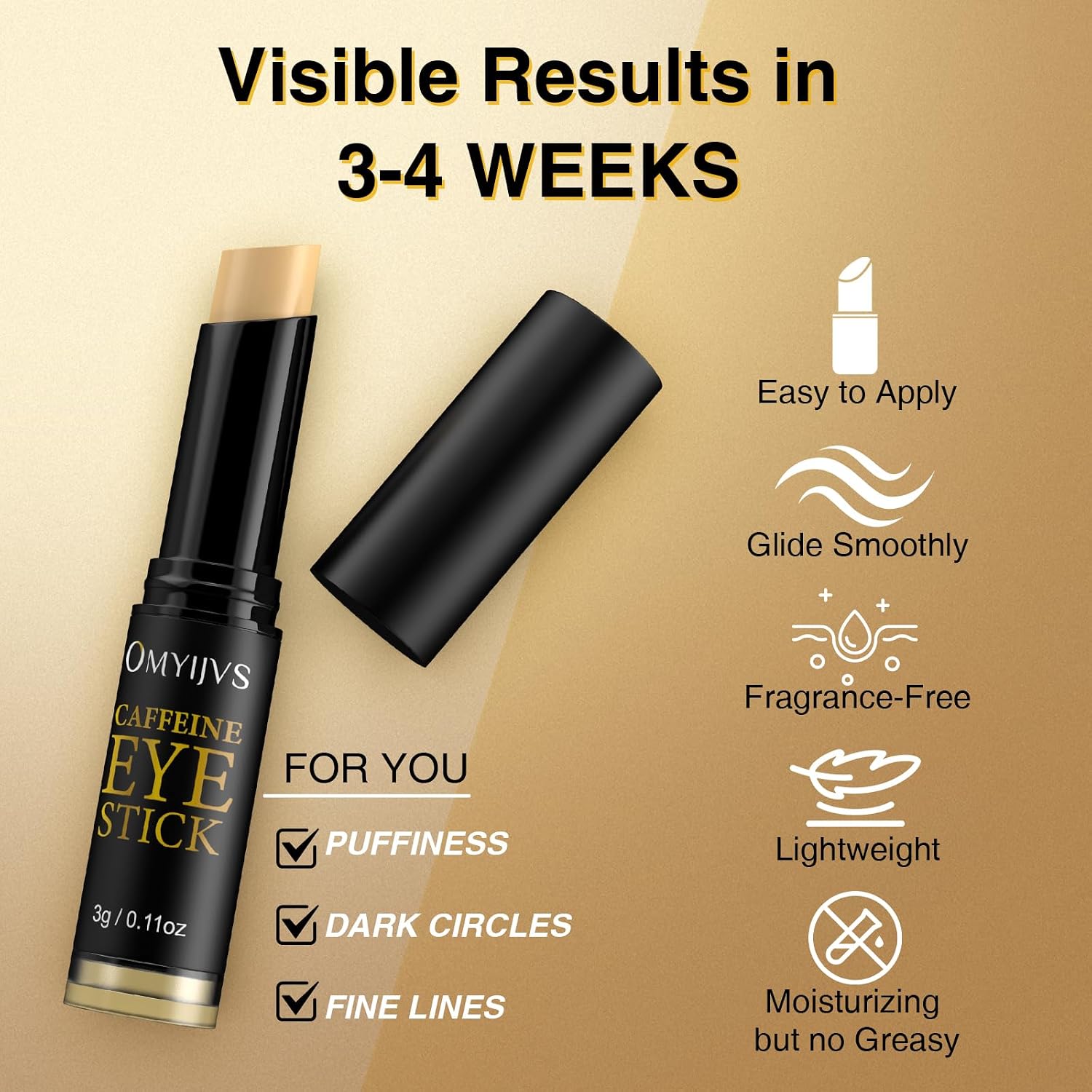 Caffeine Eye Stick With Retinol, Hyaluronic Acid For Dark Circle, Wrinkles, Under Eye Cream Anti Aging For Puffiness And Bags Reduces Fine Lines