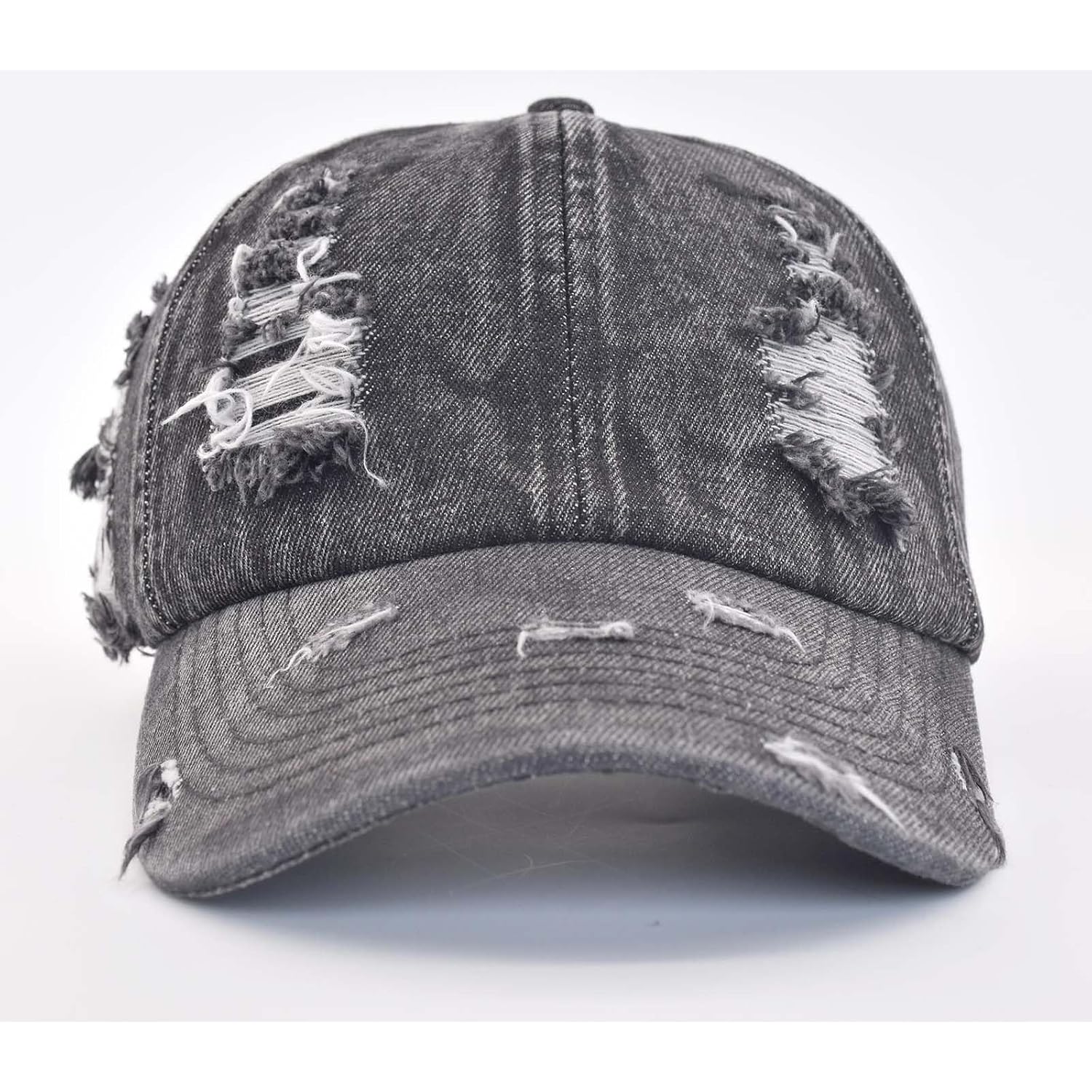 TSSGBL Unstructured Distressed Baseabll Cap Cotton Soft Dad Hat Adjustable Low Profile Headwear Ball Caps for Women Men Distressed-denim-black