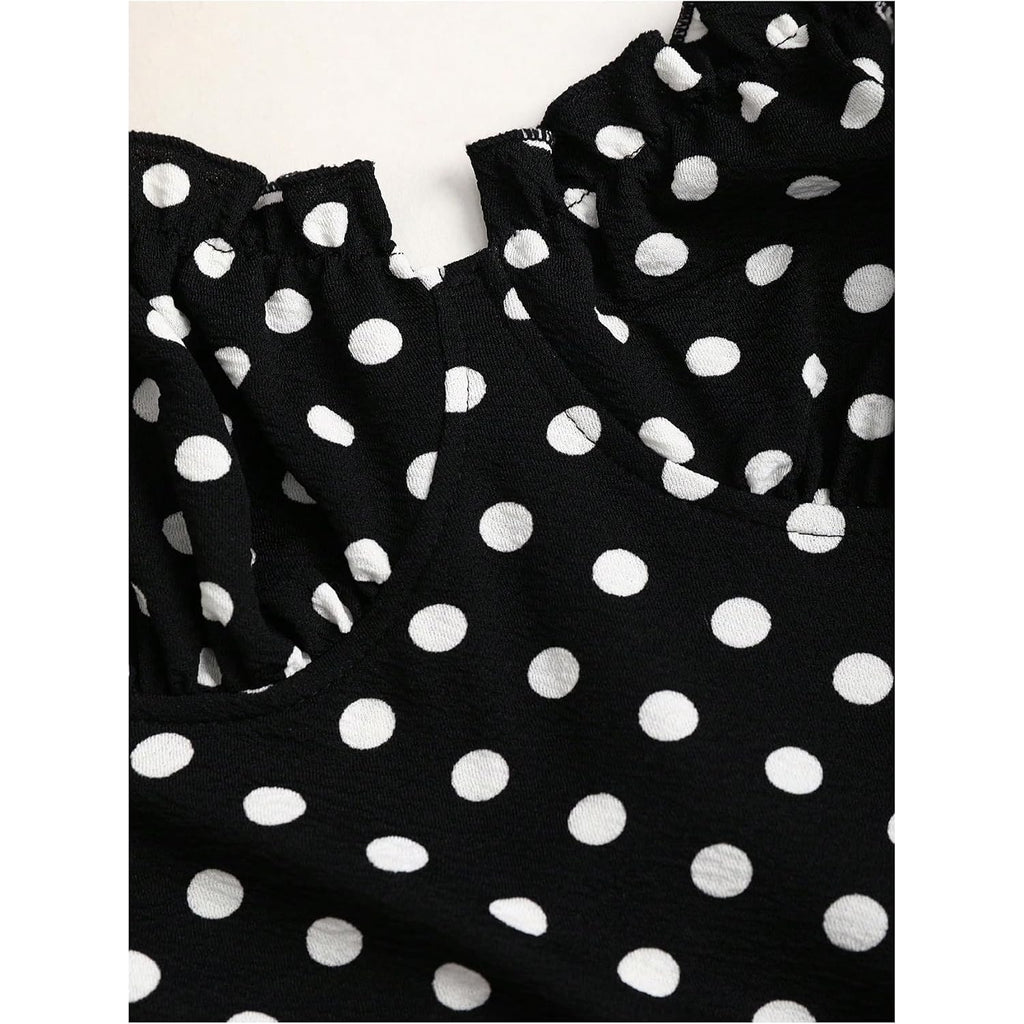Milumia Women'S Polka Dots Frill Trim Cami Dress Elegant Ruched Bust Fishtail Maxi Dresses