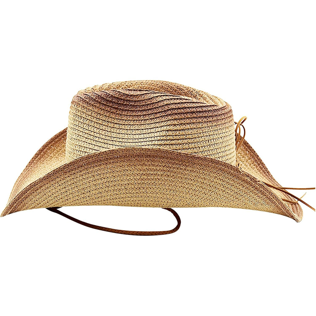 Mens Straw Cowgirl Cowboy Hat Women Floppy Packable Wide Brim Sun Hat UPF50 Western Panama Travel Beach Cap Fedora Bucket Hat Beige